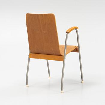 Six teak veneered armchairs, mid 20th century.