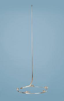 A Nils Nisbel five candles sterling chandelier, Sigtuna, Sweden 1986.