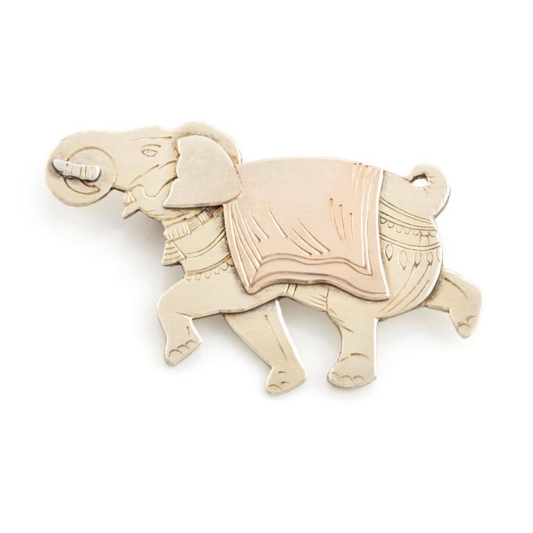 Wiwen Nilsson, a sterling silver brooch in the shape of an elephant, Lund 1961.