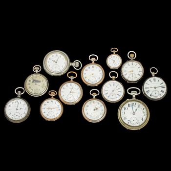 FICKUR, 12 st, bl a Omega samt Telegrafur, 1800/1900-tal.