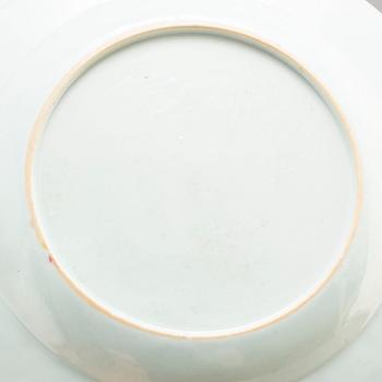 Nine (5+4) famille rose export porcelain plates, Qing dynasty, Qianlong (1736-95).