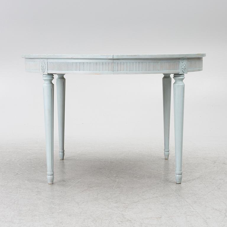 A Gustavian style seven-piece dining suite, mid-20th Century.