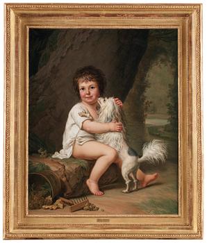 245. Adolf Ulrik Wertmüller, Porträtt av den unge Henri Bertholet-Campan (1784-1821) med hunden Aline.