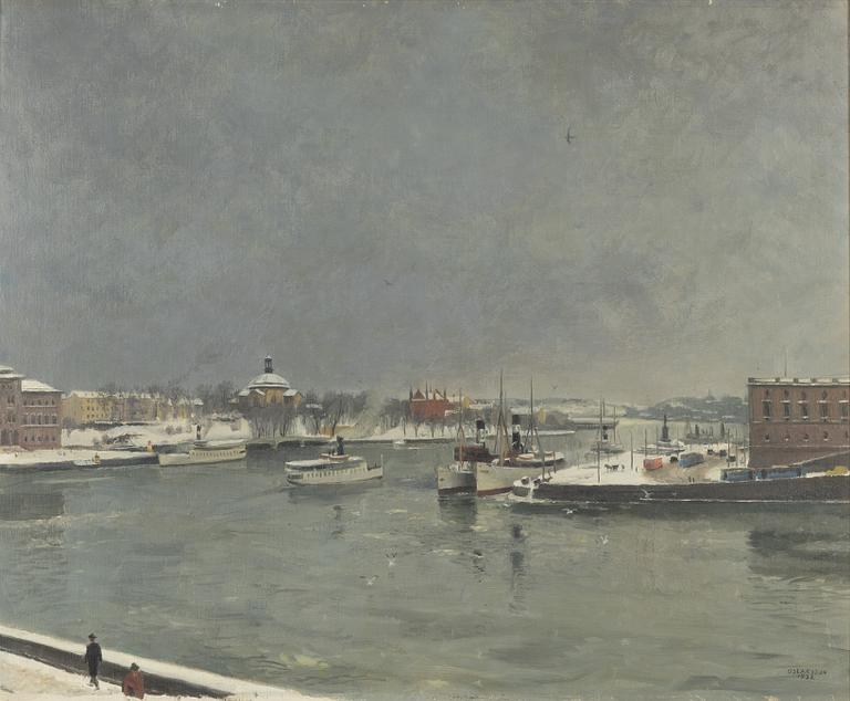 Bernhard Oscarsson, View towards Skeppsholmen, winter.