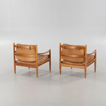 A pair of lounge chairs by Ingemar Thillmark for OPE, model "läckö", second half of the 20th century.