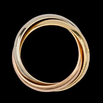 RING, 18k guld trois couleur "Trinity", Cartier, Paris, 2000-tal. Vikt 11g.