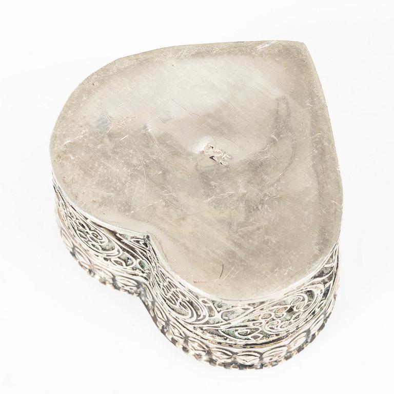 Boxes, 10 pcs, silver, with stones, 20th century.