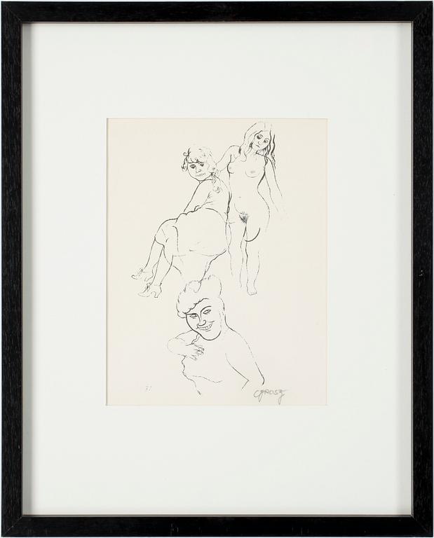 GEORGE GROSZ, offsetlitografi, signerad.