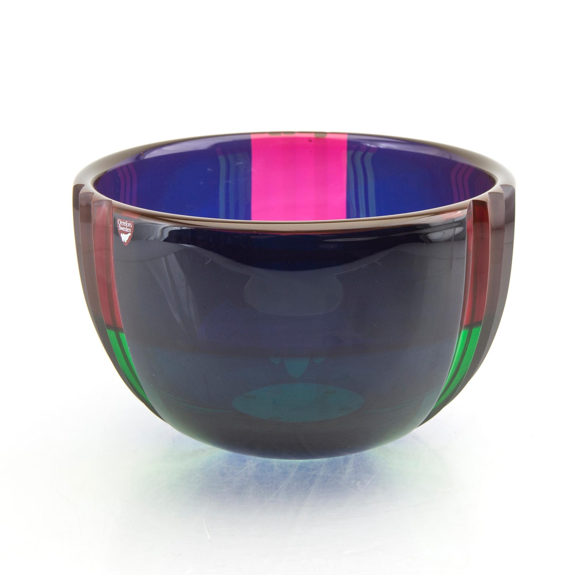 Erika Lagerbielke, Skål, "Saragasso II", Gallery 1988. Orrefors, signerad.