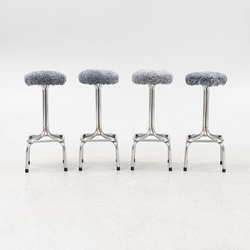 A set of four bar stools, mid 20th Century.