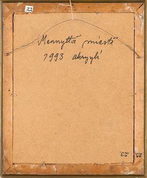 Alpo Jaakola, akryyli levylle, signeerattu ja päivätty -93.