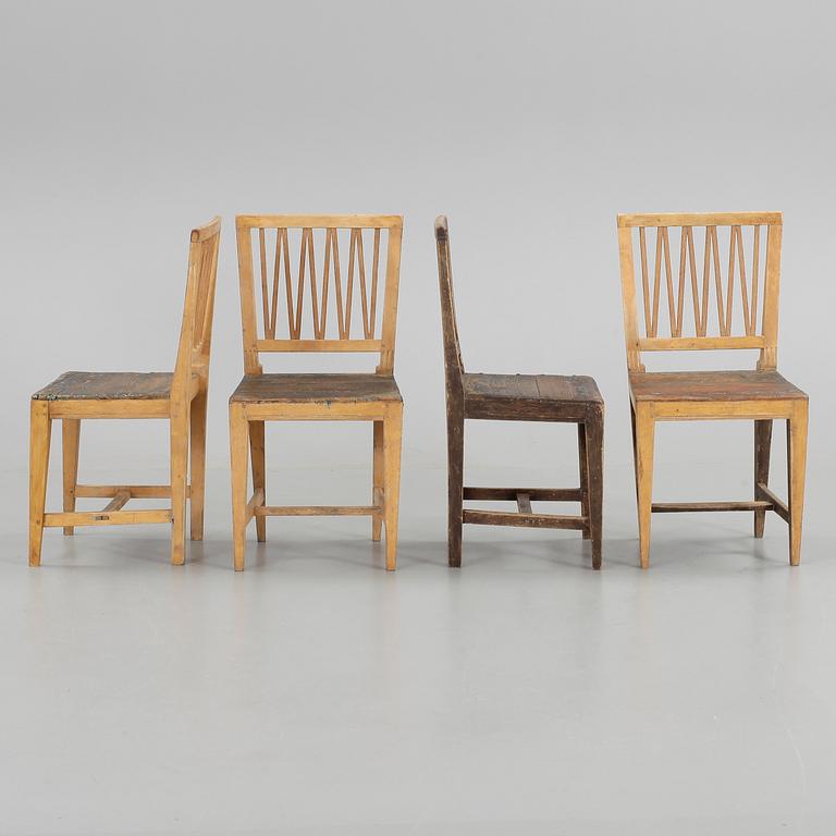 STOLAR, 4 st, Gustavianska, signerade ELS, 1800-talets första hälft.