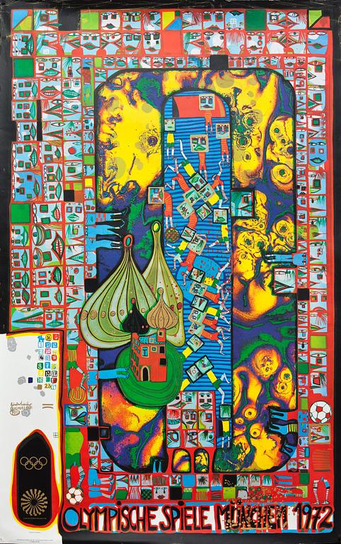 FRIEDENSREICH HUNDERTWASSER, efter, affisch, 1970-tal.