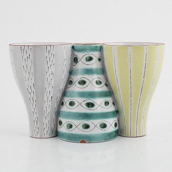 Stig Lindberg, fajanser, 3 st, Gustavsberg Studio.