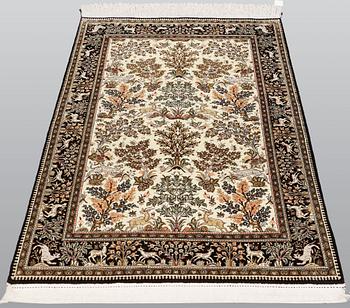 A carpet, Figural Silk Qum, ca 163 x 105 cm.