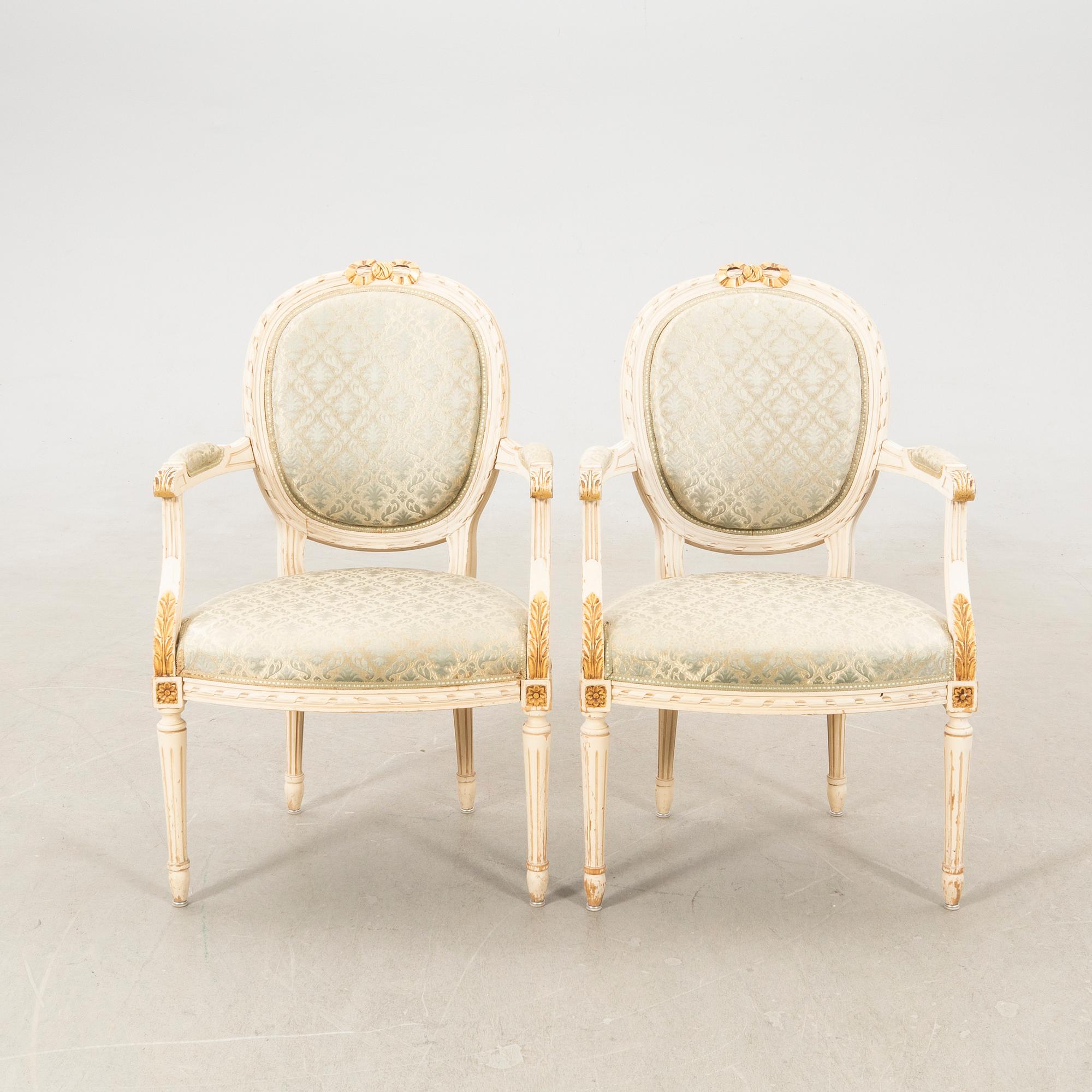 Sofa group in the Gustavian style, mid/second half of the 20th century.