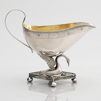 Isaac Malmborg, såsskål, silver, Stockholm 1823. Empire.