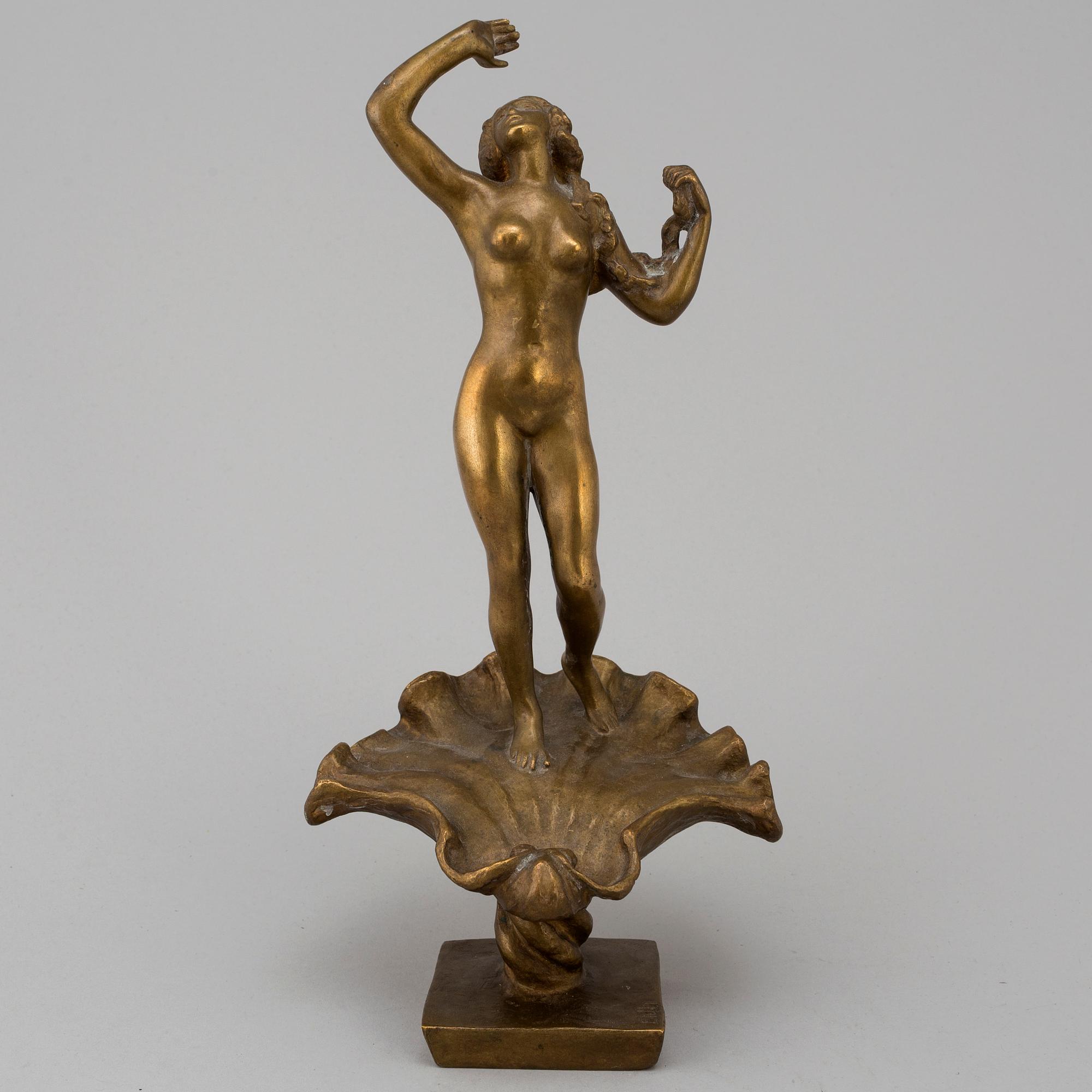 CARL ELDH, skulptur, guldpatinerad brons, signerad Eldh.