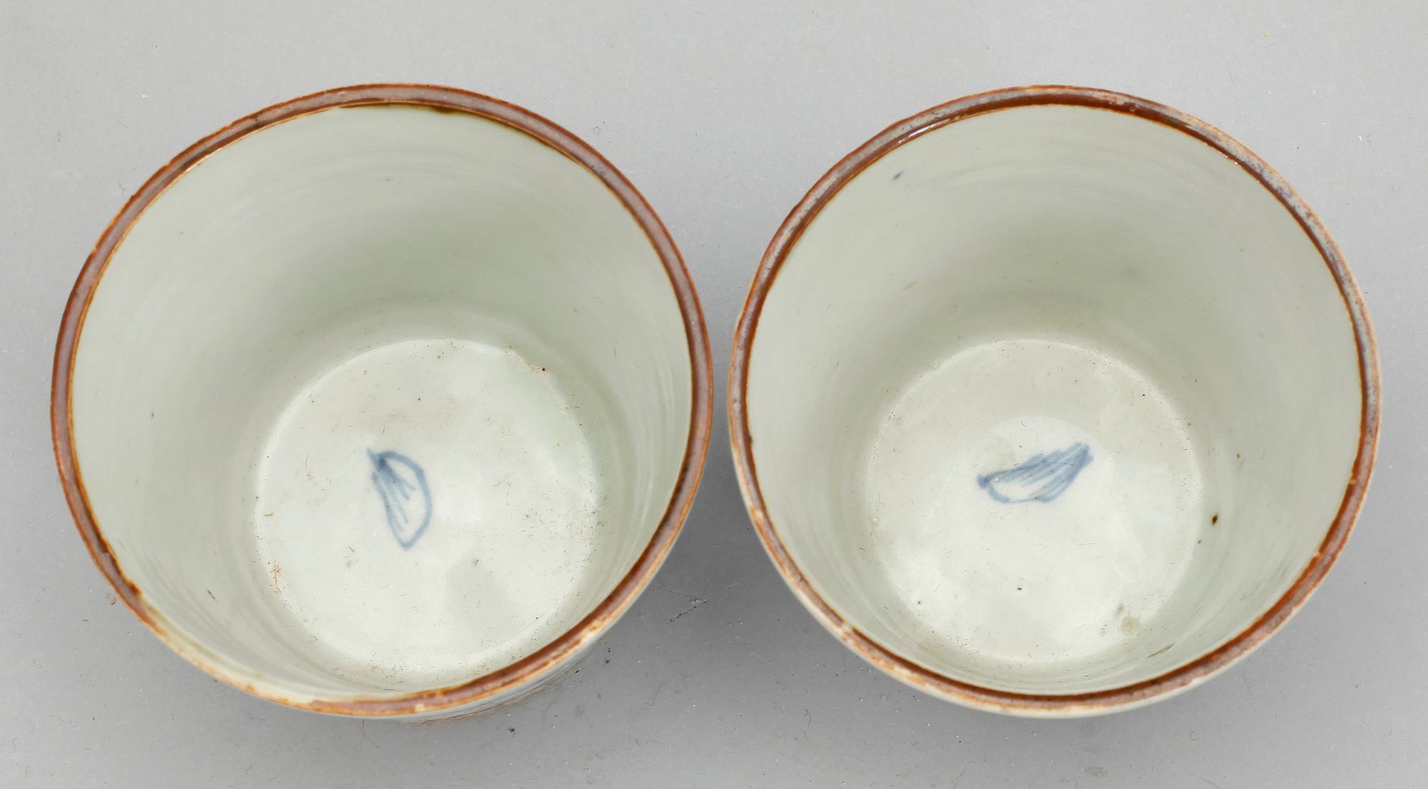 KOPPAR, ett par, porslin, Kina, Qing dynastin, Kangxi (1662-1722).