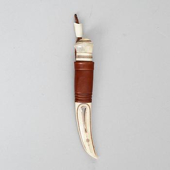 Jan Lindfors, a reindeer antler knife, signed JL.