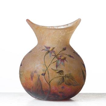 DAUM, an Art Nouveau enamel painted vase, Nancy, France ca 1900.