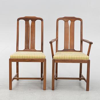 Carl Malmsten, two armchairs and four chairs, model "Ambassadör", Åfors Möbelfabrik, Sweden.