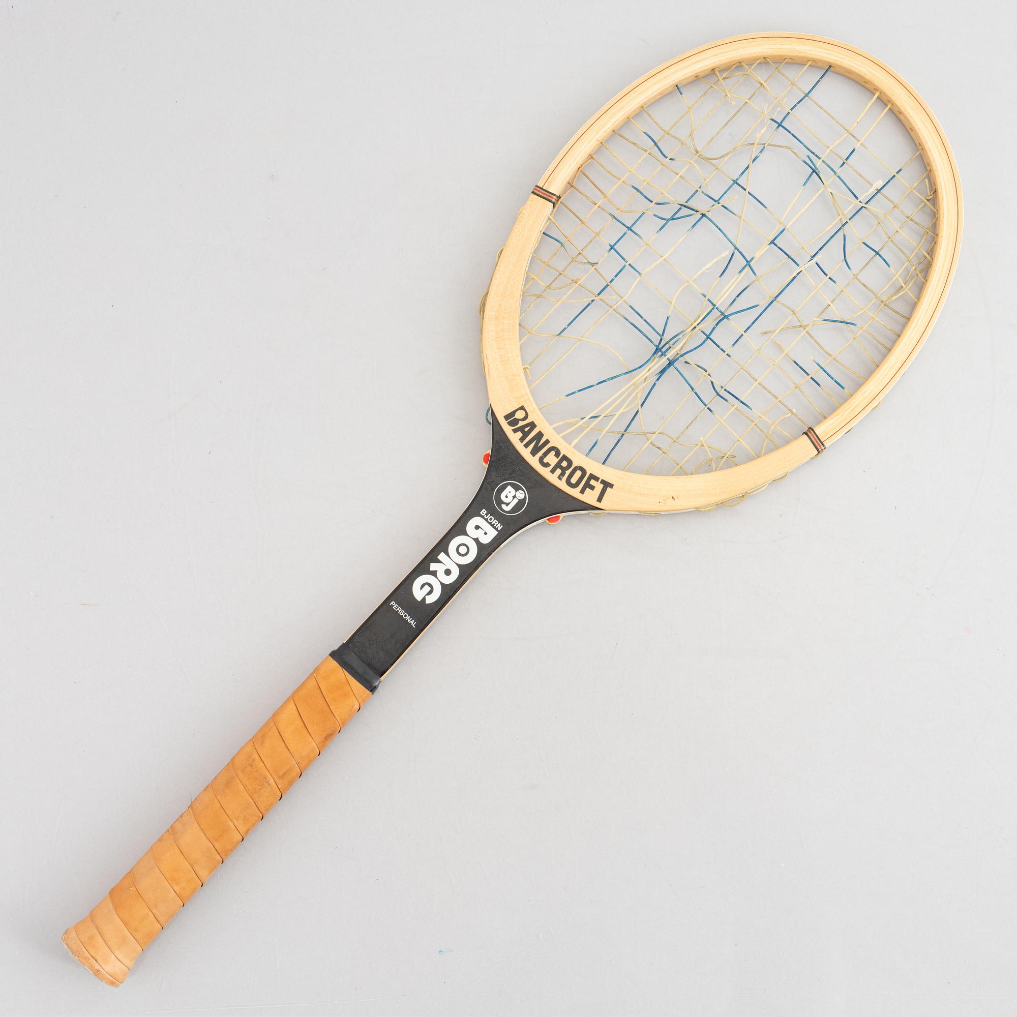 Tennis racket, wood, Bancroft, "Borg Personal". Specially made for Björn Borg. Signed by Björn Borg.