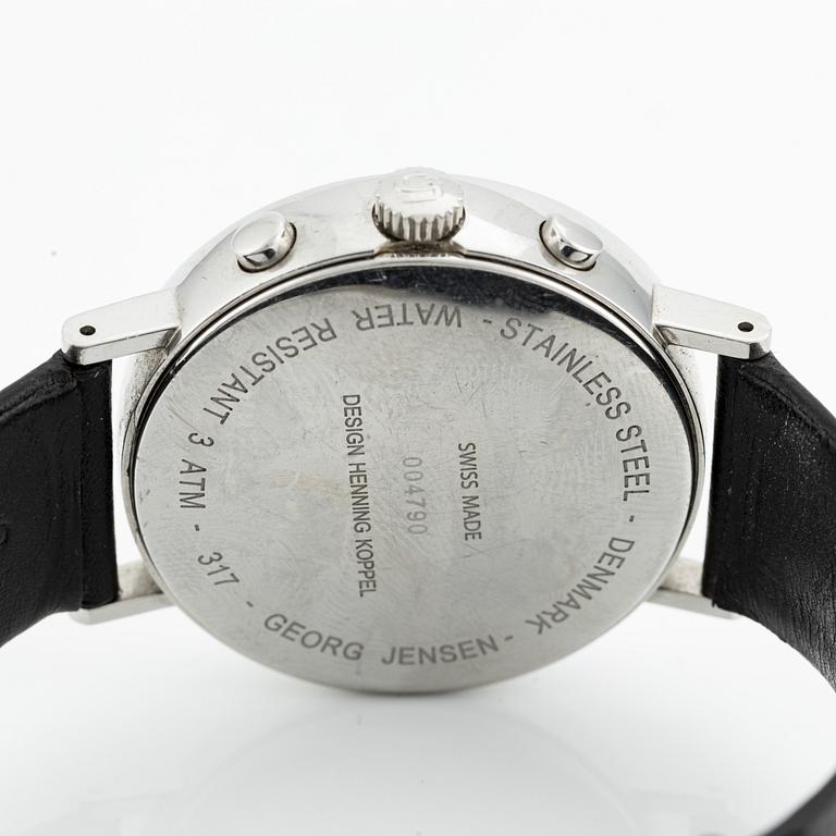 Georg Jensen, designed by Henning Koppel, wristwatch, chronograph, 38 mm.
