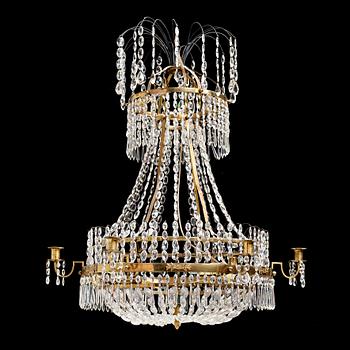 83. A late Gustavian circa 1800 seven-light chandelier.