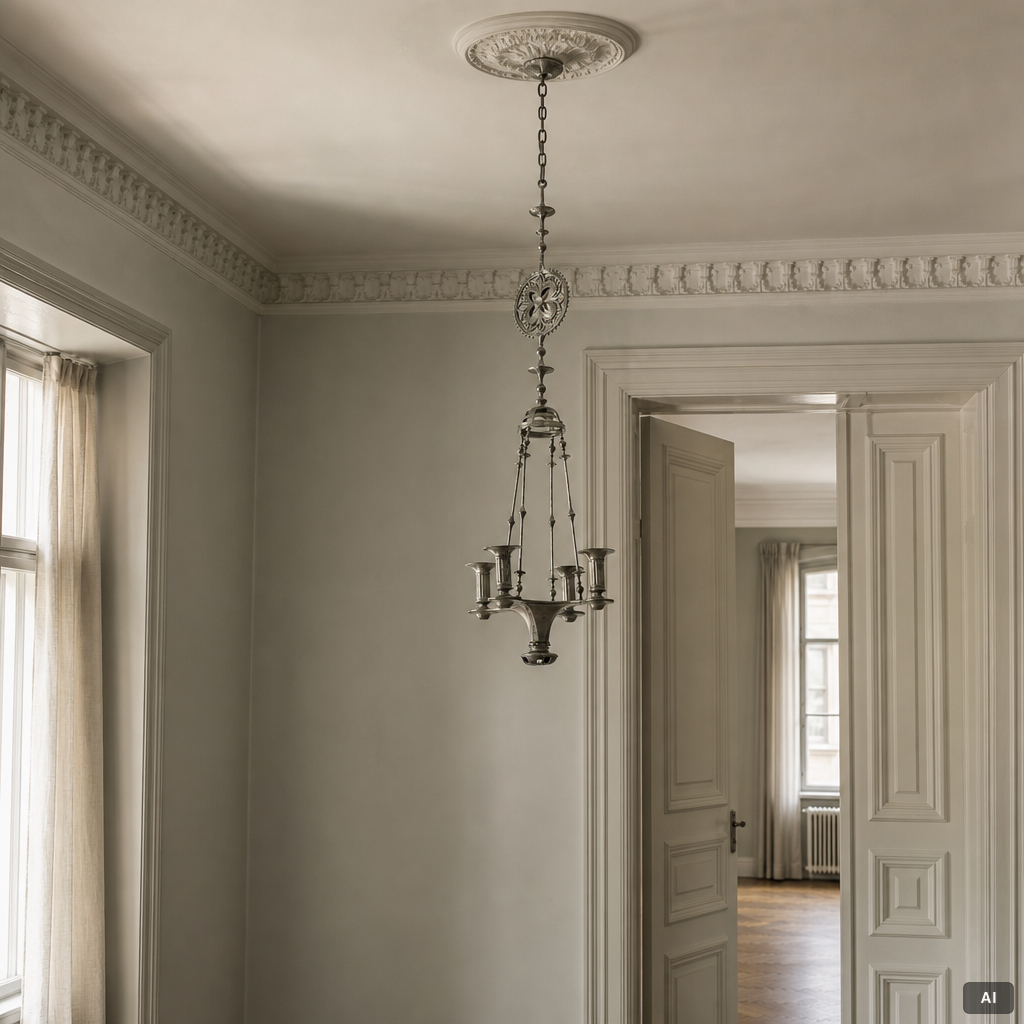 Ferdinand Boberg, a pewter chandelier, Santessons Tenngjuteri, Stockholm 1904.