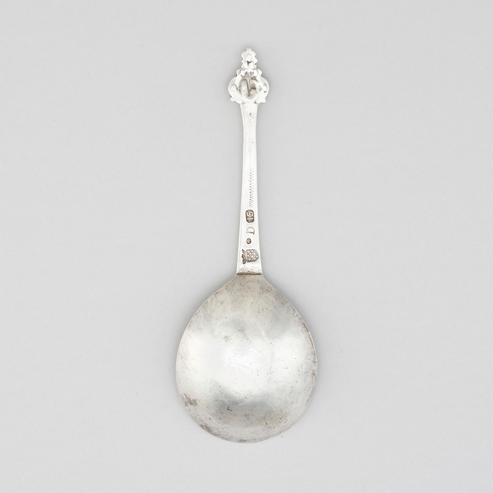 A Swedish silver spoon, mark of Johan Söderdahl, Söderköping 1762.