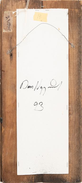 Dan Nygårds, collage on wood signed and ddated 93.