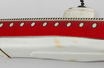 LEKSAKSUBÅT, "SUBMARINO No 3007", Schuco, Tyskland, 1900-talets mitt.