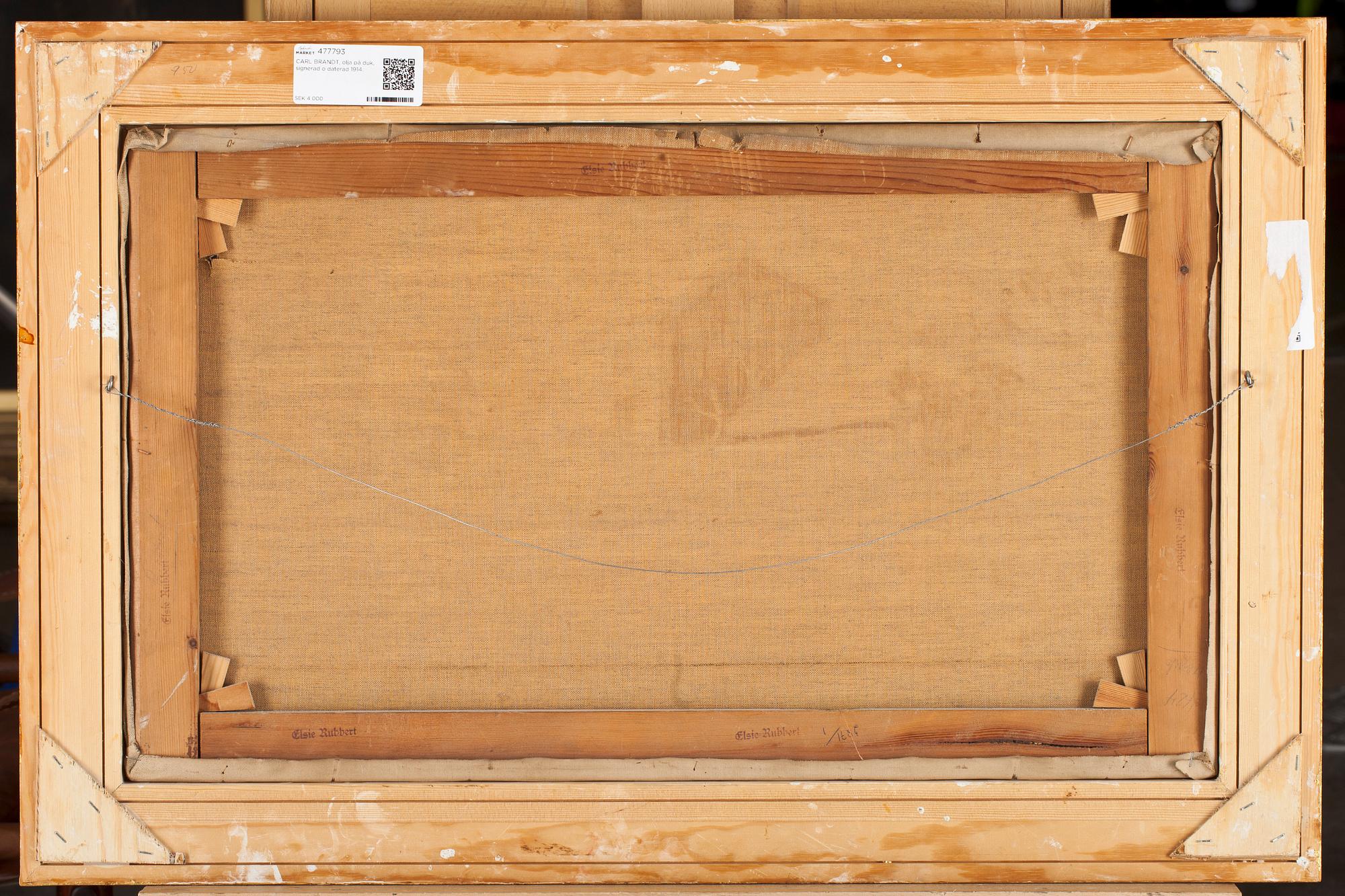 CARL BRANDT, olja på duk, signerad o daterad 1914.