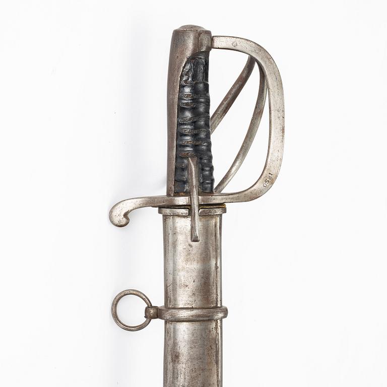 Swedish sabre, m/1825 for hussar troops, with scabbard.