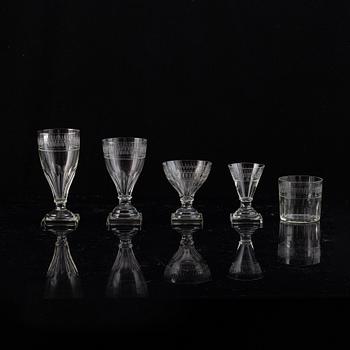 Gerda Strömberg, glasservis, 54 delar, "Säby",   Strömbergshyttan.