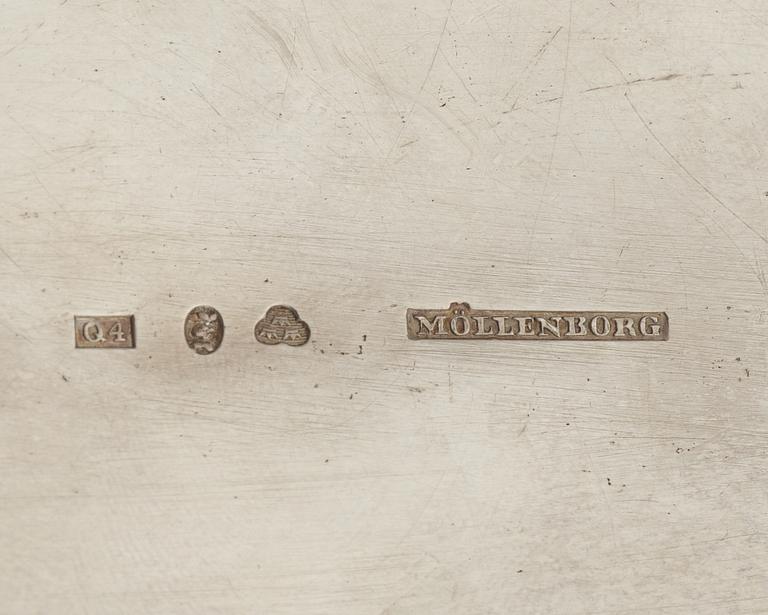 A Swedish 19th century silver sugar-casket, makers mark of Gustaf Möllenborg, Stockholm 1846.