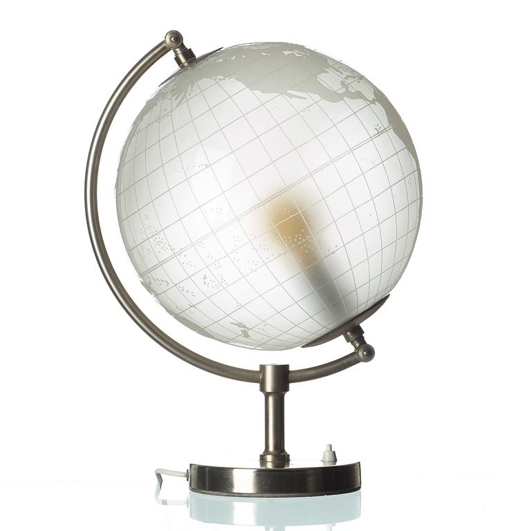 Flygsfors Glasbruk, a blasted glass globe, Sweden 1950's.