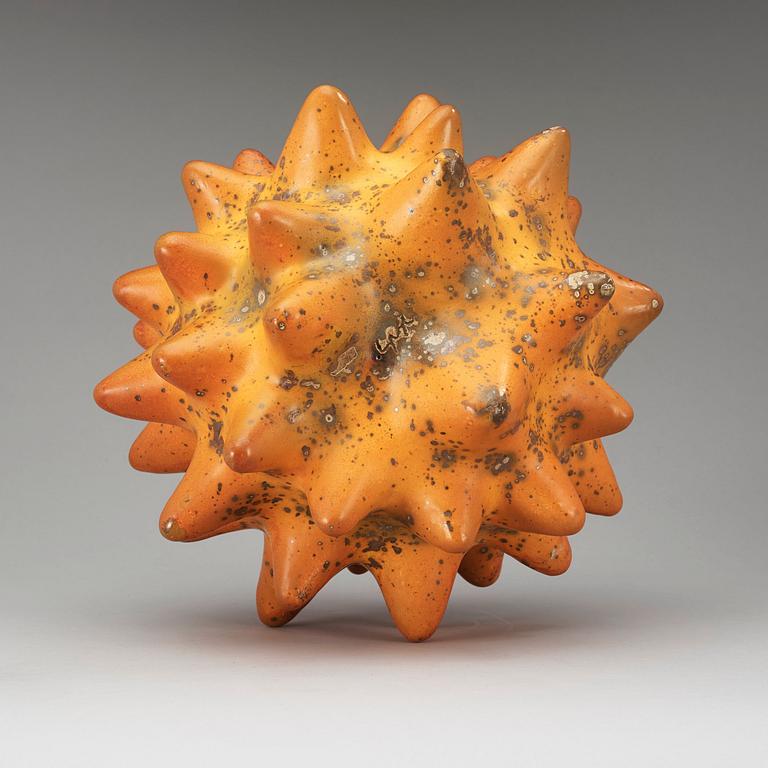 A Hans Hedberg faience sculpture of a sea urchin, Biot, France.