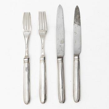 Gustaviansk, Carl Gideon Renander, cutlery, 4 pcs, silver, late Gustavian, Stockholm 1791-1792.