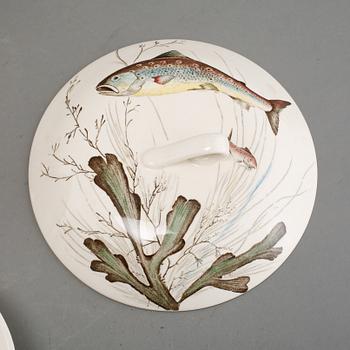 FISKSERVIS, 14 delar, flintgods, "Fish", Johnson Bros, England, 1900-talets andra hälft.
