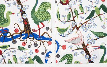 Josef Frank, curtains, a pair, "Green Birds", Svenskt Tenn.