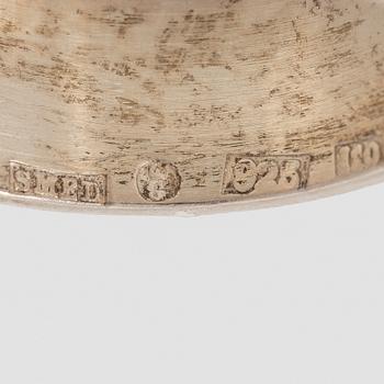 Lars Arby, fem ringar, silver, en med agat.