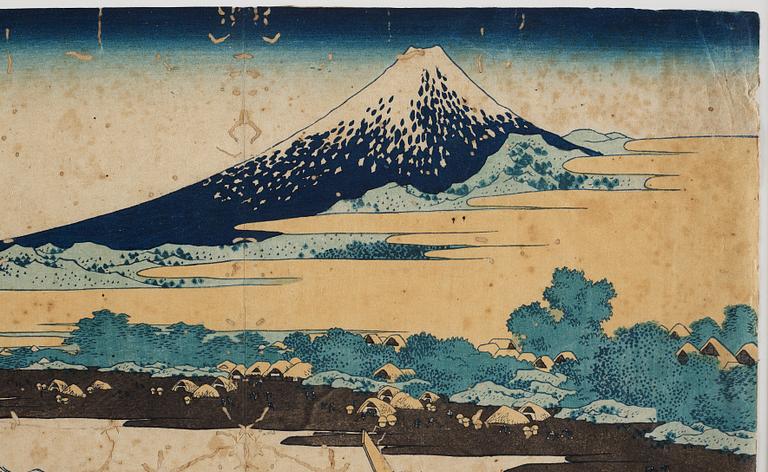 KATSUSHIKA HOKUSAI (1760–1849), efter, färgträsnitt. Japan, "Tago Bay", 1800-tal.