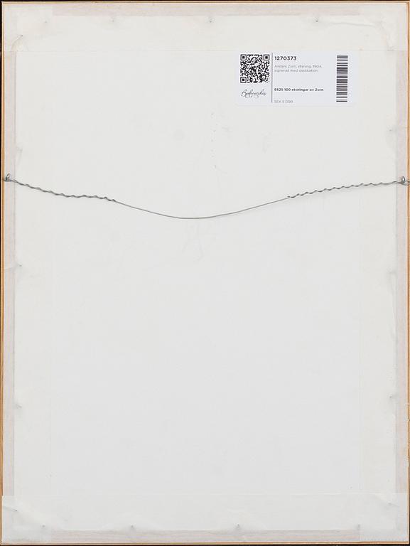 Anders Zorn, a signed etching from 1904.