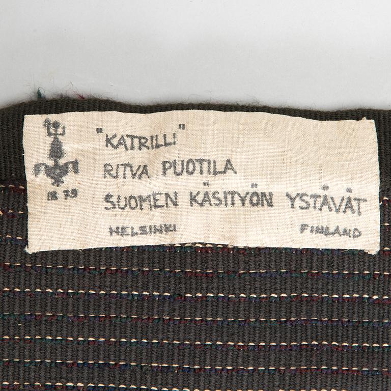 Ritva Puotila, ryijy / ryijymatto, malli Suomen Käsityön Ystävät. Noin 150 x 110 cm.