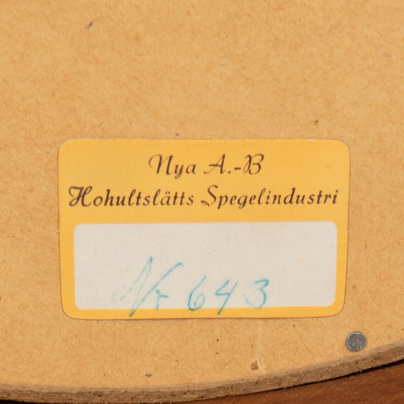 Spegel Nya A-B Hohultslätts Spegelindustri 1900-talets andra hälft.