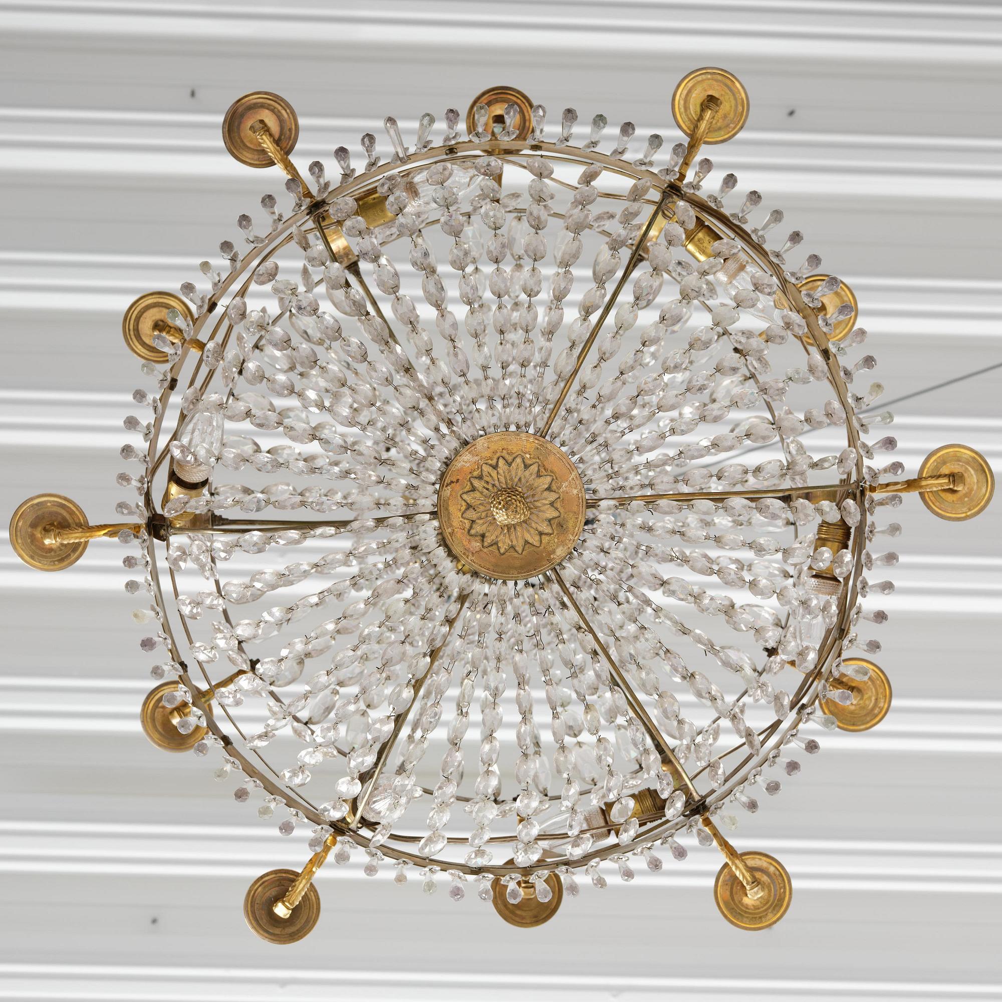 A Swedish Empire twelve-branch chandelier, Stockholm, early 19th century.