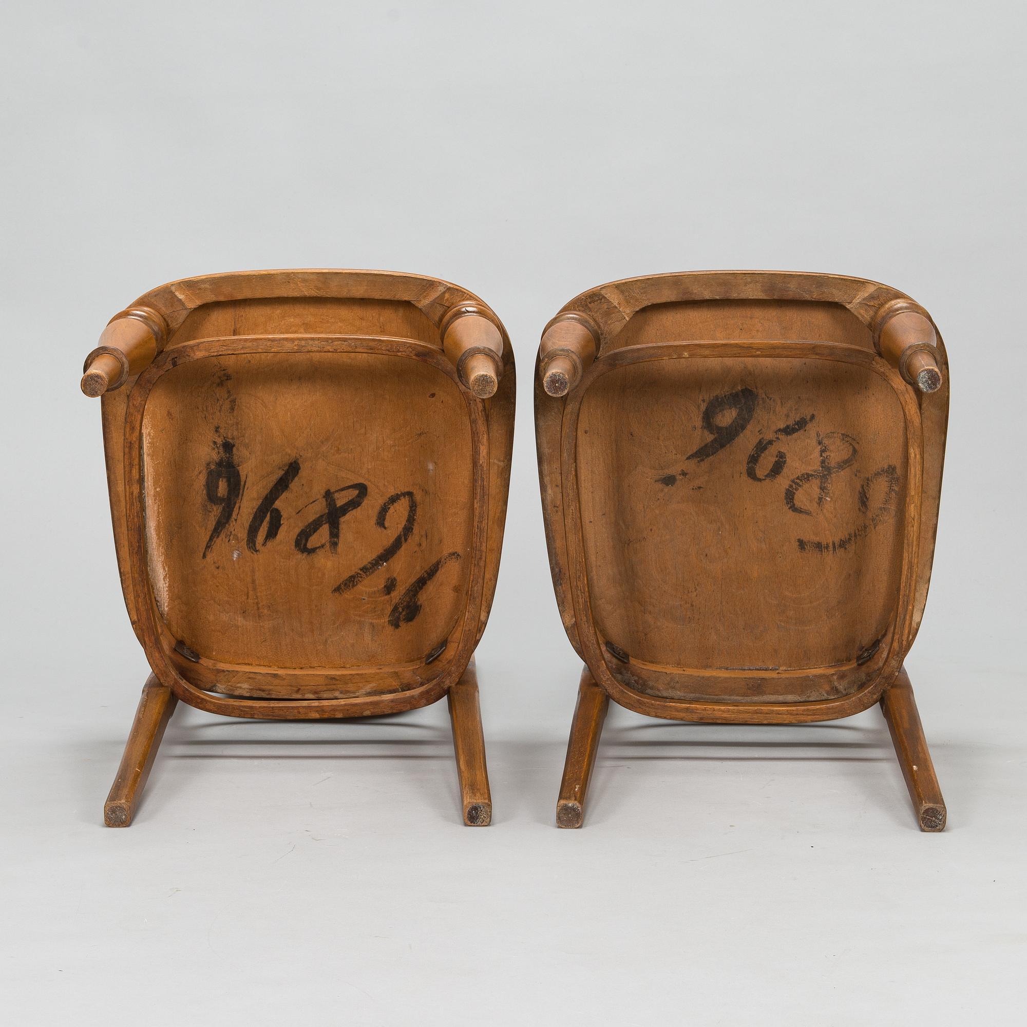 Six chairs by Jacob & Josef Kohn, Vienna, Austria, circa 1900.