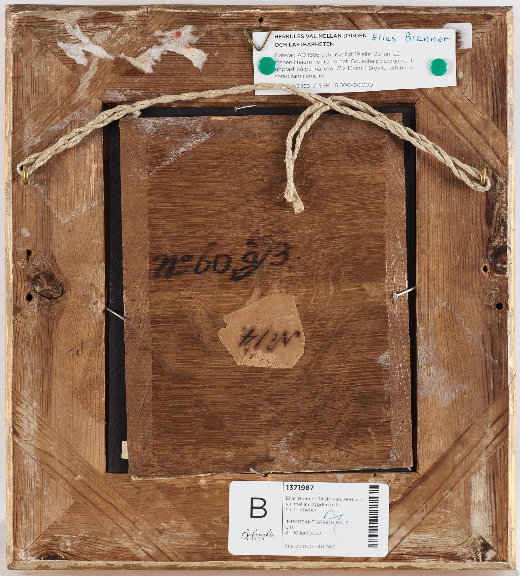 Elias Brenner Attributed to, Hercules at the crossroads.